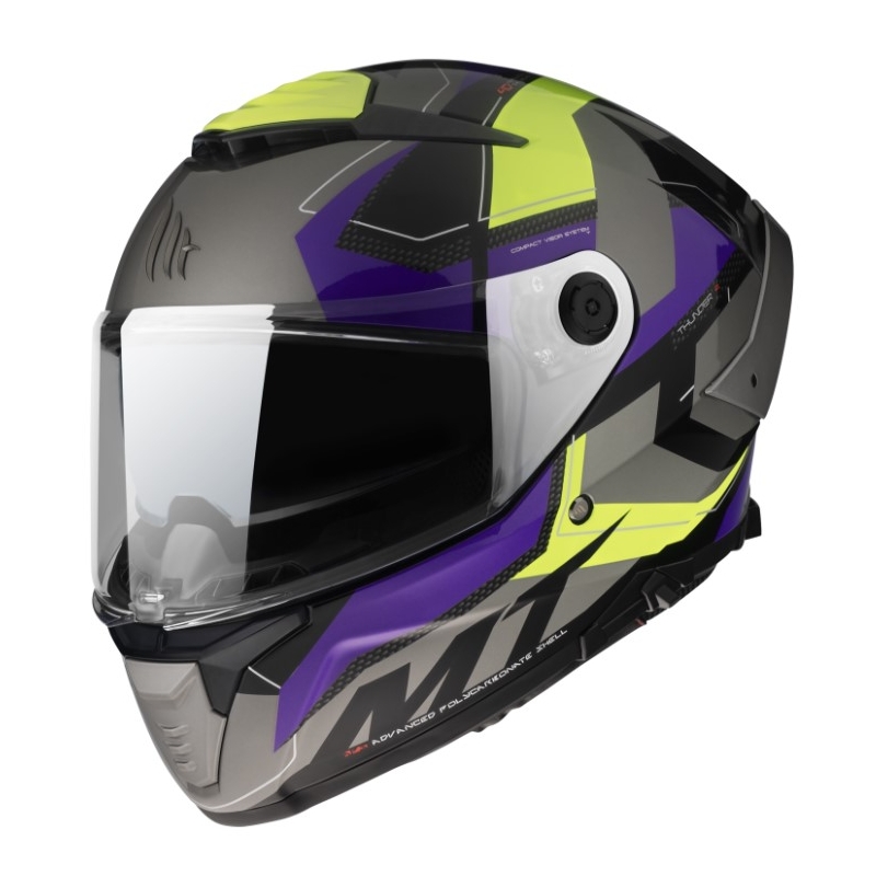 Integrální přilba na motorku MT Thunder 4 SV Valiant B2 šedo-modro-fluo žlutá