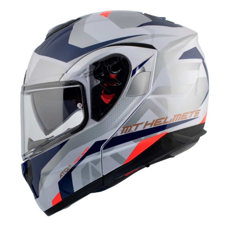 Vyklápěcí přilba na motorku MT Atom SV Skill A0 bílo-modrá výprodej
