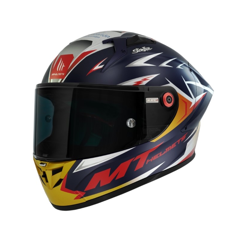 Integrální přilba na motorku MT FF103PLUSC KRE+ Carbon Acosta A37 modro-bílo-oranžová matná