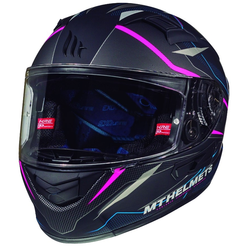 Integrální přilba na motorku MT Kre Intrepid SV černá matná-fluo růžová