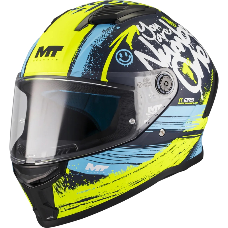 Integrální helma na motorku MT Stinger 2 Rocket C3 modro-fluo žlutá