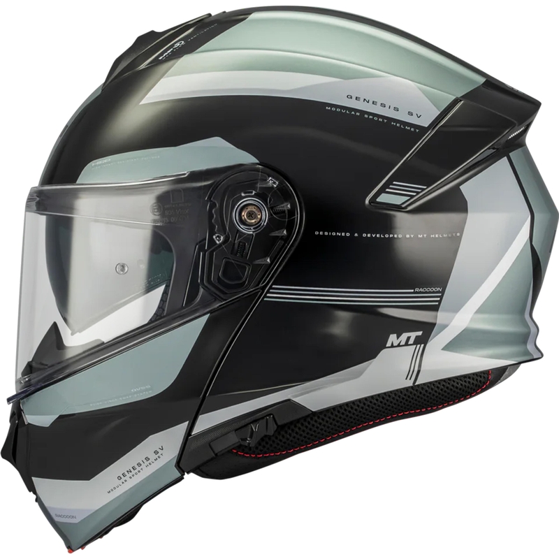 Výklopná helma na motorku MT Genesis SV Raccoon B12 černo-šedá
