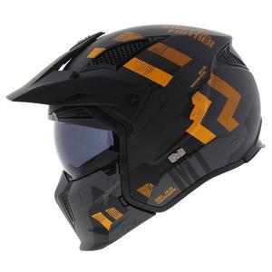 Otevřená přilba s maskou MT Streetfighter SV S Skull A12 šedo-oranžová s iridiovou clonou - II. jakost